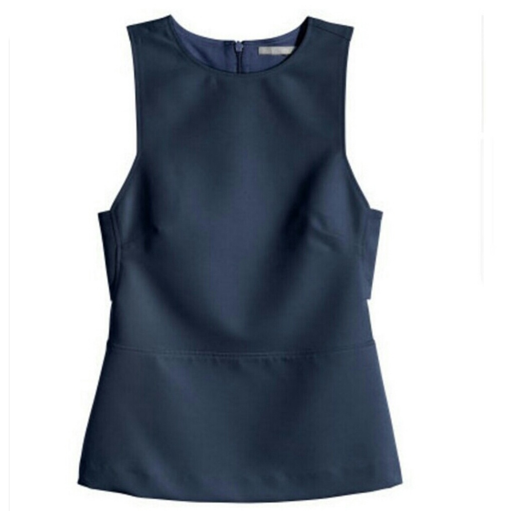 H&M New Crop Lined Fitted Navy Blue Top
